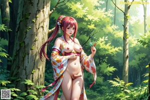 A woman in a blue kimono is posing for a picture.