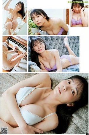 a japanese woman in a white bra top is posing for the camera